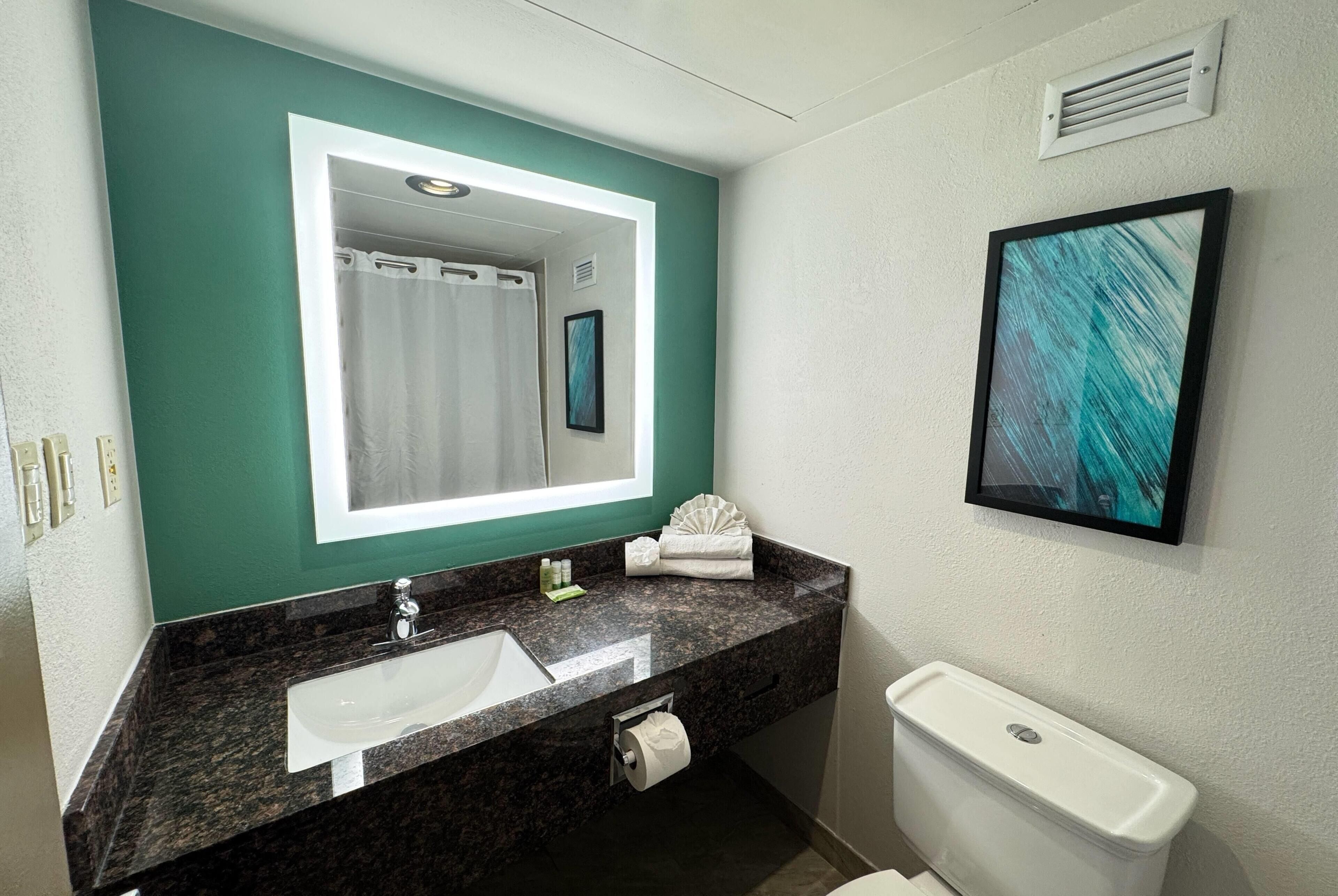 Free toiletries, hair dryer, towels