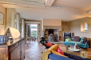 TV, fireplace, books - La Petite Salmonais - SAINT MALO (SAINT MALO)