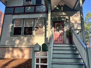 Exterior detail - First floor unit of a delightful retreat in the Frank Lloyd Wright district. (Oak Park)