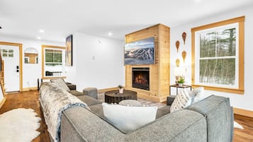 Smart TV, fireplace, video games, foosball