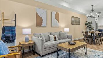 TV, fireplace, books