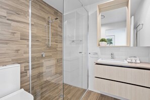 Ducha, secador de pelo y toallas