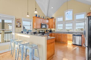 Fridge, microwave, oven, stovetop - Oceanside Home w/ Pool, Elevator, and Media Room. You're in Hatteras at Last! (Hatteras)