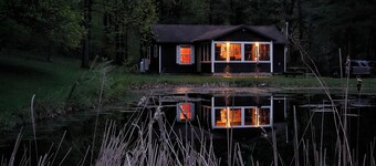 Camp Navarac, a cozy waterfront ski retreat just 6 miles from Bristol Mountain.