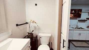 Shower, towels, soap, shampoo