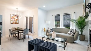 Smart TV, fireplace, computer monitors