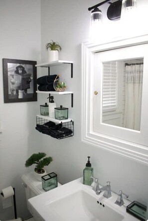 Secadora de cabello, toallas, jabón, shampoo 