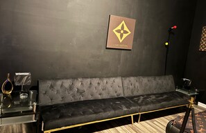 Living area - Luis Vuitton Versace  Jacuzzi DancePole pool table (College Park)
