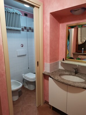 Dusche, Haartrockner, Bidet, Handtücher