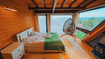 Boz Bungalow Limon | Living area | 48-inch LED TV with digital channels, fireplace, Netflix