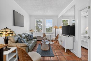 Cozy living room with dining nook