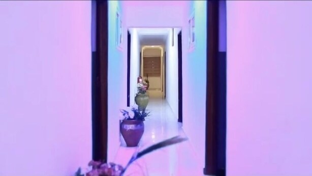 A hallway with a potted plant and a vase on a table. - Dexoc Guest House  (Oduman)