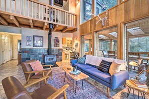 TV, lareira, aparelho de som, escritórios