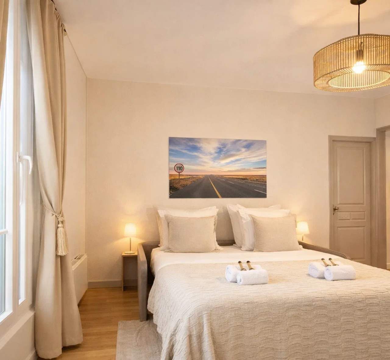 1 slaapkamer, een strijkplank/strijkijzer, wifi, beddengoed