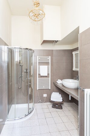 Regadera, secadora de cabello, bidet, toallas 