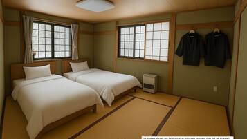 Habitación de estilo japonés con dos camas individuales | Wifi gratis