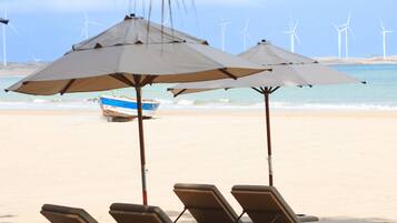 On the beach, white sand