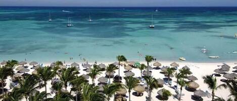 On the beach, beach towels