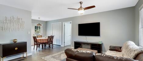 Smart TV, fireplace, printers