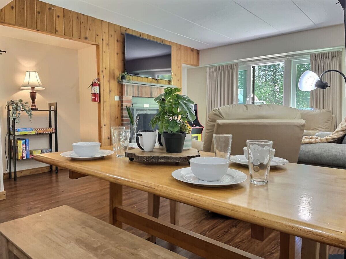 Smart TV, fireplace, video games, books