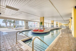 Indoor pool, a heated pool - Oceanfront Condo with Fireplace Pool and Hot Tub (Myrtle Beach)