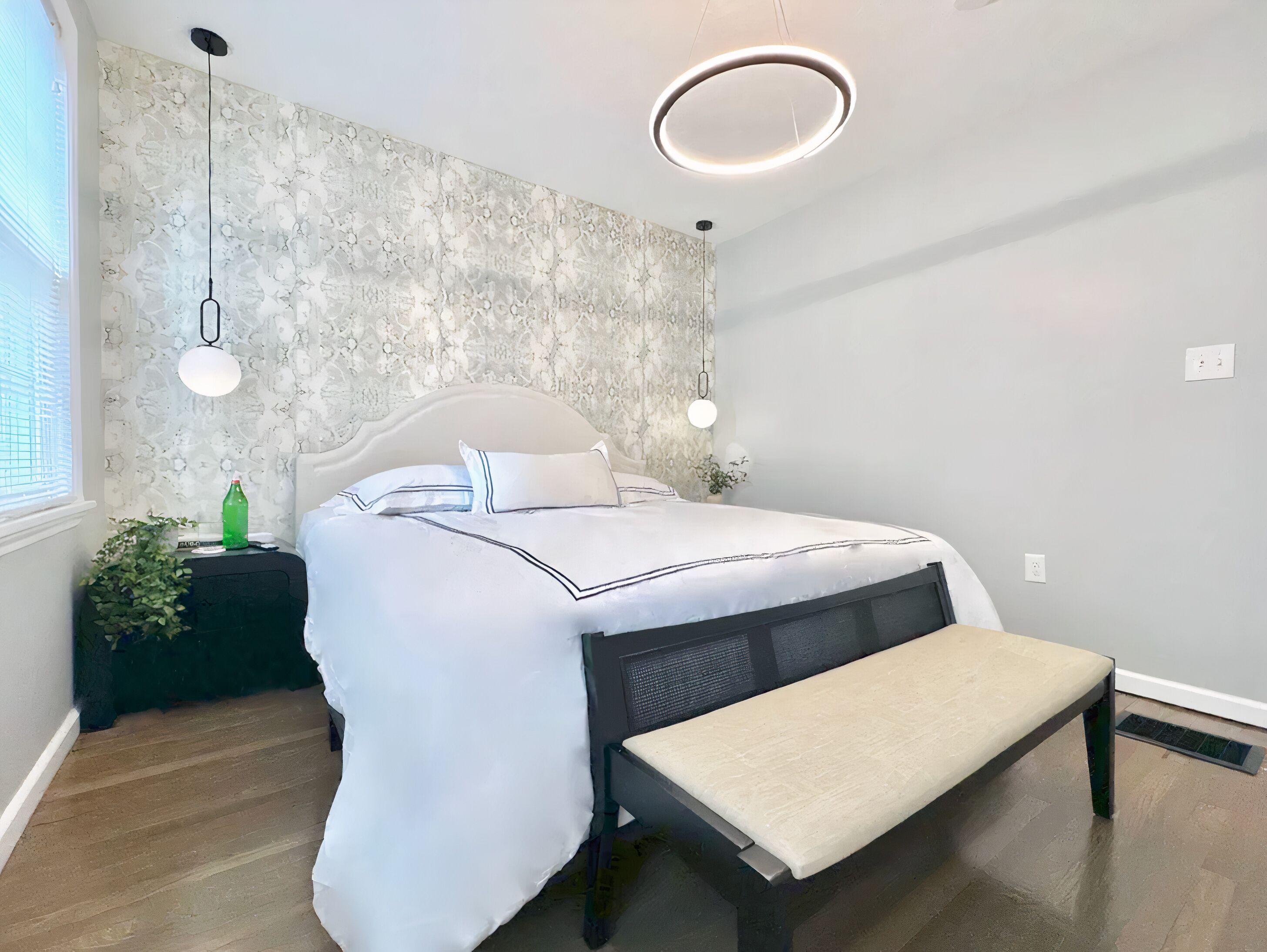 Premium bedding, down comforters, desk, blackout drapes