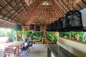 Outdoor dining - Modern Jungle Hideaway with Private Pool (Aldea Zama, Tulum)