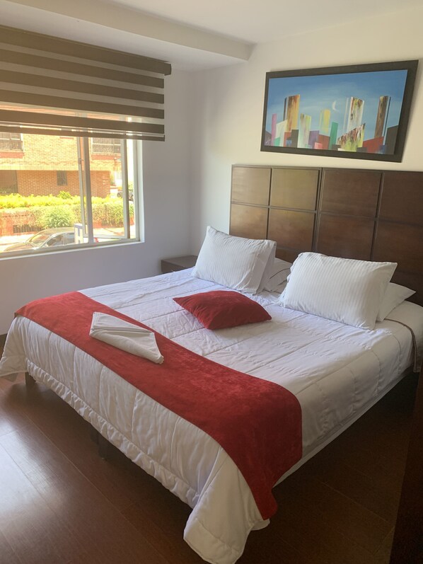 Desk, free WiFi, bed sheets