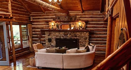 The Chalet of Canandaigua, luxury log cabin on 30 acre property with acre pond