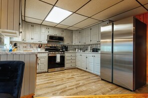 Fridge, microwave, oven, stovetop - South Twin Place - Comfortable year-round home on the shores of South Twin Lake! (Indian Purchase Township)