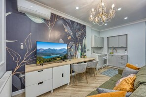 21-inch flat-screen TV with digital channels