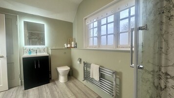 Habitación básica doble | Baño | Artículos de higiene personal gratuitos, secador de pelo y toallas