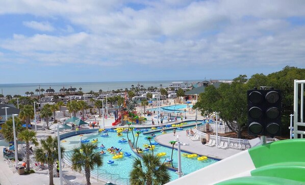 Indoor pool, outdoor pool - 🌴 The Beach House at Ocean Lakes | 1,600 Sq Ft • Sleeps 8–10 • MH125 • Porch • Trailer Parking (Myrtle Beach)