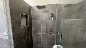 Exclusive Apartment, 2 Bedrooms, Oceanfront | Bathroom | Shower, rainfall showerhead, free toiletries, towels - Crystal Cove Gems (Ocho Rios)