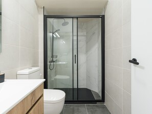 Douche, sèche-cheveux, serviettes fournies, papier toilette