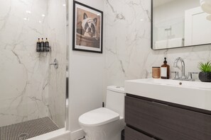 淋浴设施、吹风机、毛巾、肥皂