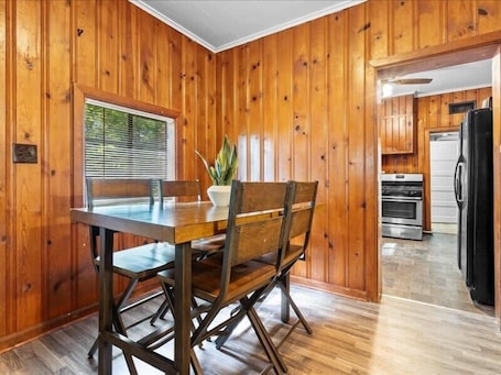 Dining. 1BR Residence With Vast Backyard
