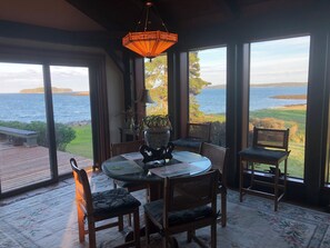 Dining - Dramatic Ocean views from every room of this cozy post&beam Oceanfront property. (Jonesport)
