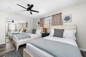 4 bedrooms, iron/ironing board, travel cot, WiFi