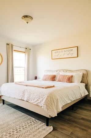 3 bedrooms, iron/ironing board, travel cot, WiFi