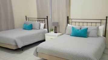 4 bedrooms, desk, iron/ironing board, travel cot