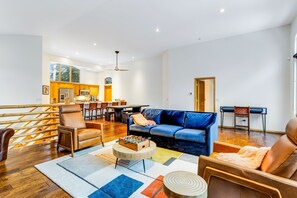 TV, fireplace, table football