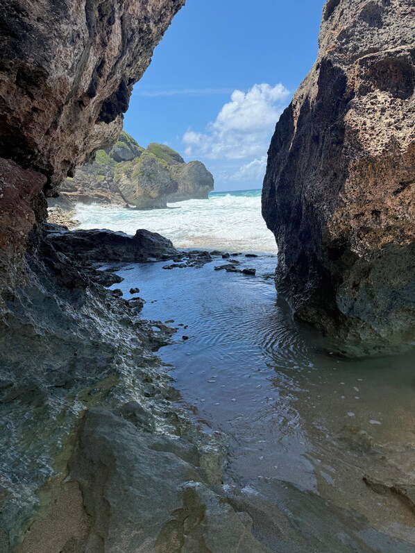 A coastal rock formation with clear water and a view of the ocean. - Immerse in the west coast of Puerto Rico at Islabella Guest House (Isabela)