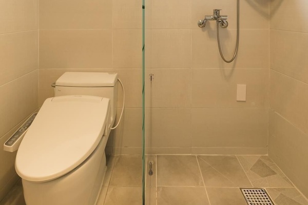 Ducha, secador de pelo, bidet, toallas