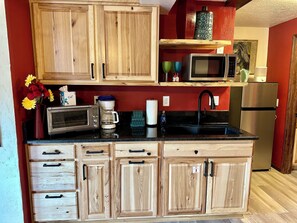 Oven, coffee/tea maker, toaster, high chair