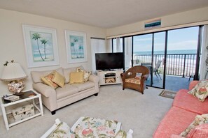 Living area - Sound Of The Sea West 402, Oceanfront Condo in Emerald Isle, NC! (Emerald Isle)