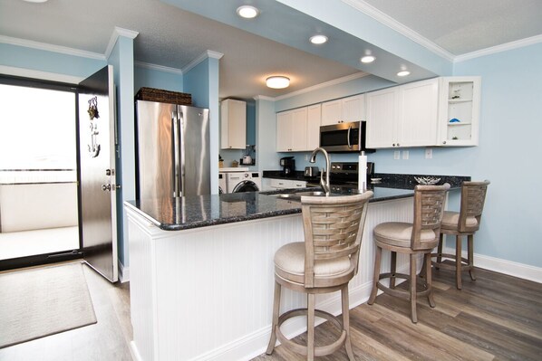 Fridge, microwave, oven, dishwasher - Summer Winds B-233, Oceanfront Condo in Indian Beach, NC! (Indian Beach)