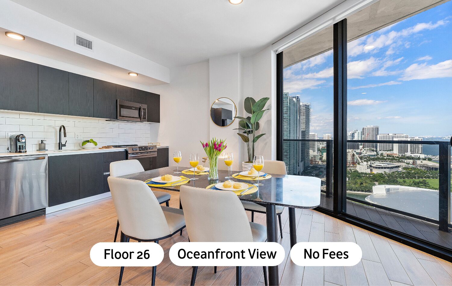 City Apartment, 2 Bedrooms, Ocean View, Oceanfront2609 | Private kitchen | Full-sized fridge, microwave, oven, stovetop