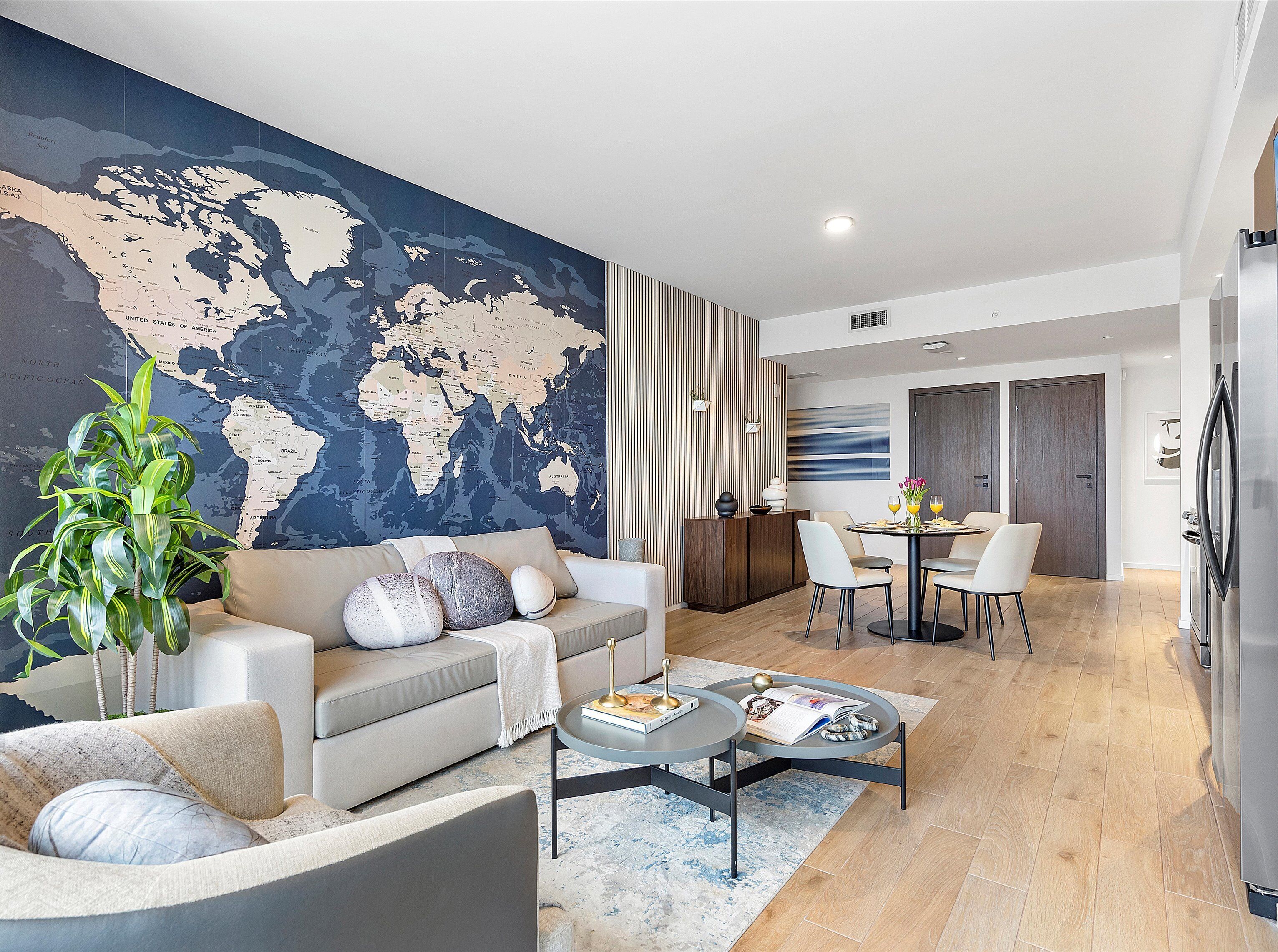 Luxury Apartment2218 | Living area | 55-inch Smart TV with cable channels