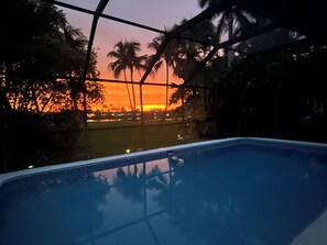 Outdoor pool - Marco Island Pool Home: Lake and Sunset Views, 2 bedrooms, 2 bath . Pet Friendly (Marco Island)